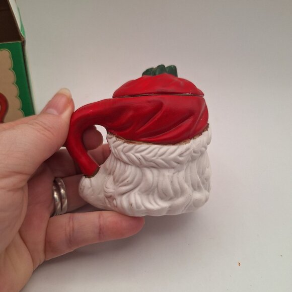 VINTAGE FAVORITE THINGS WINKING SANTA CLAUS VOTIVE HOLDER IN MY CAP TEALIGHT NIB - Picture 6 of 13